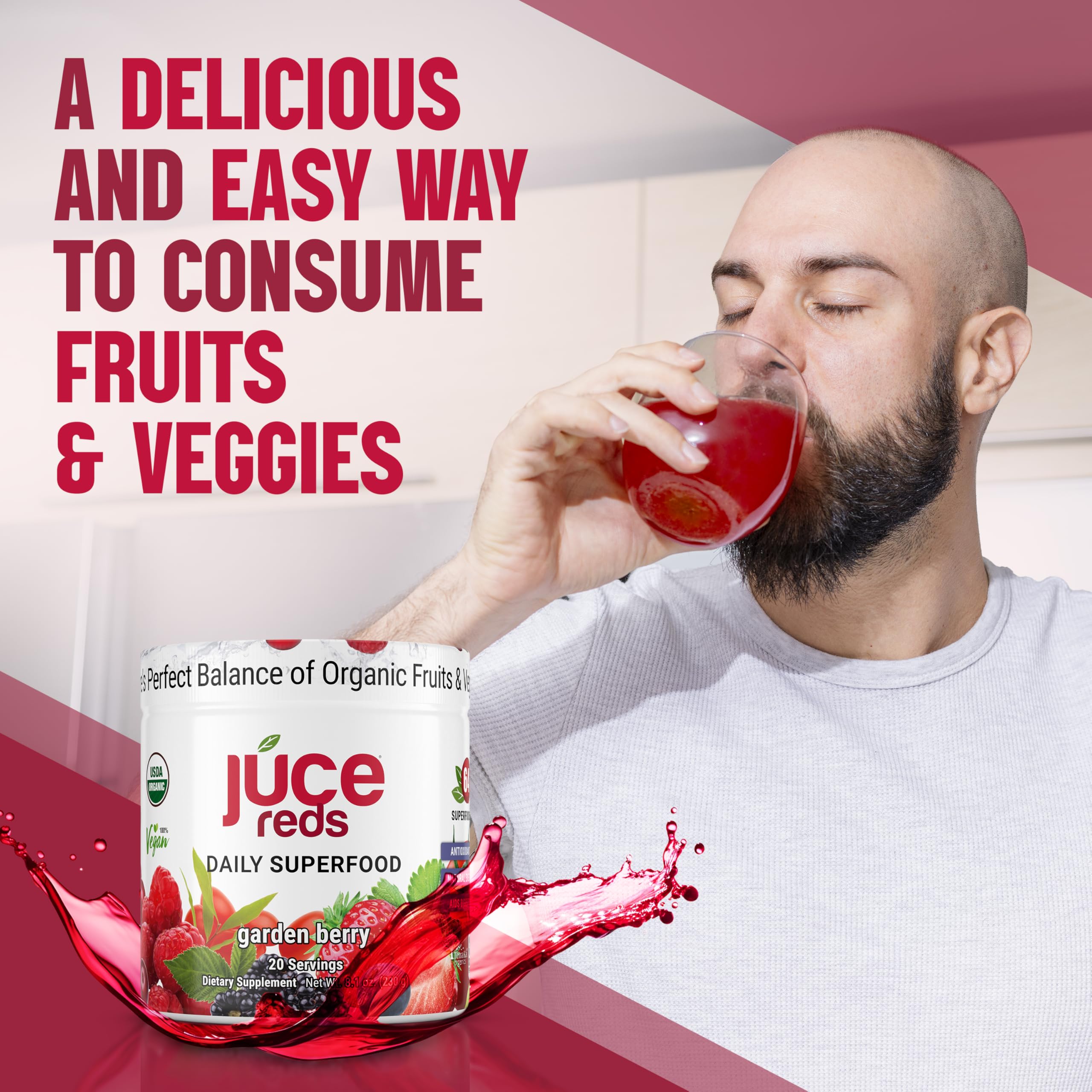 Terra Kai JUCE Reds on the go serving for a daily ritual.
