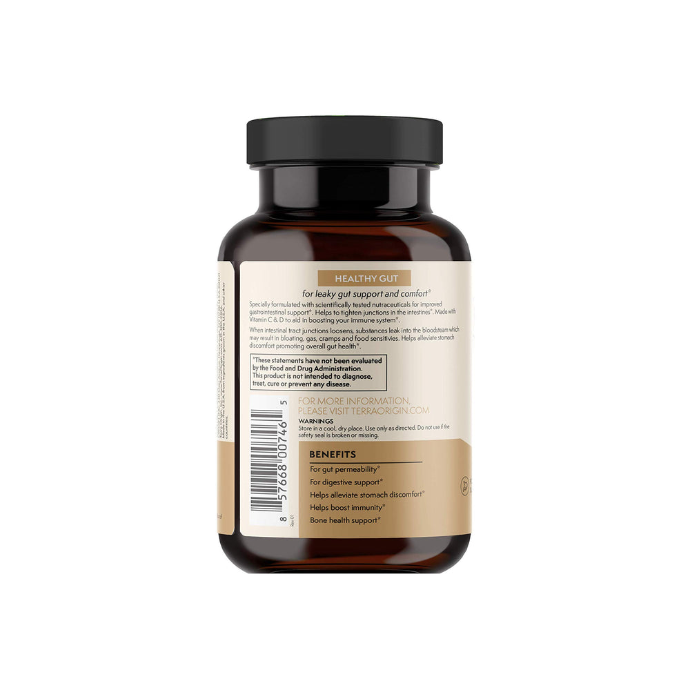 Terra Origin capsules beside nutrition panel for easy daily immune support