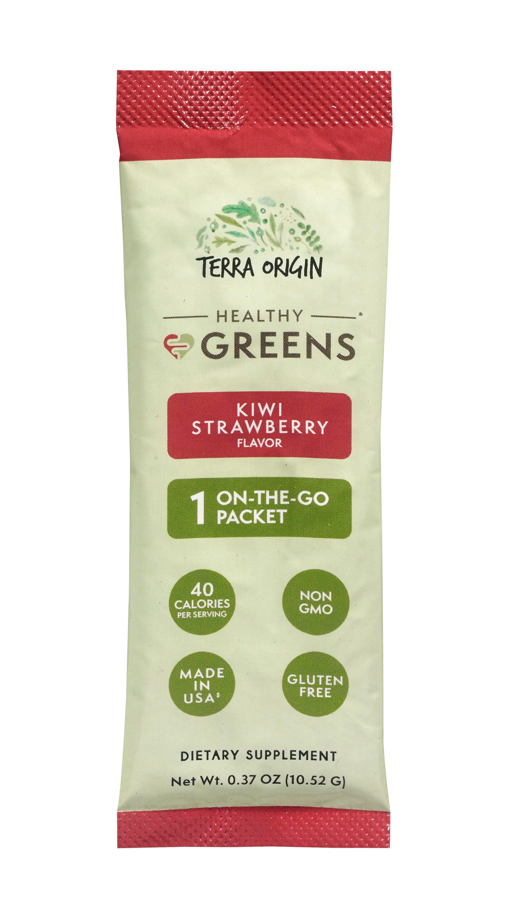 Terra Origin greens packets in a backpack illustrating travel-friendly wellness staple.