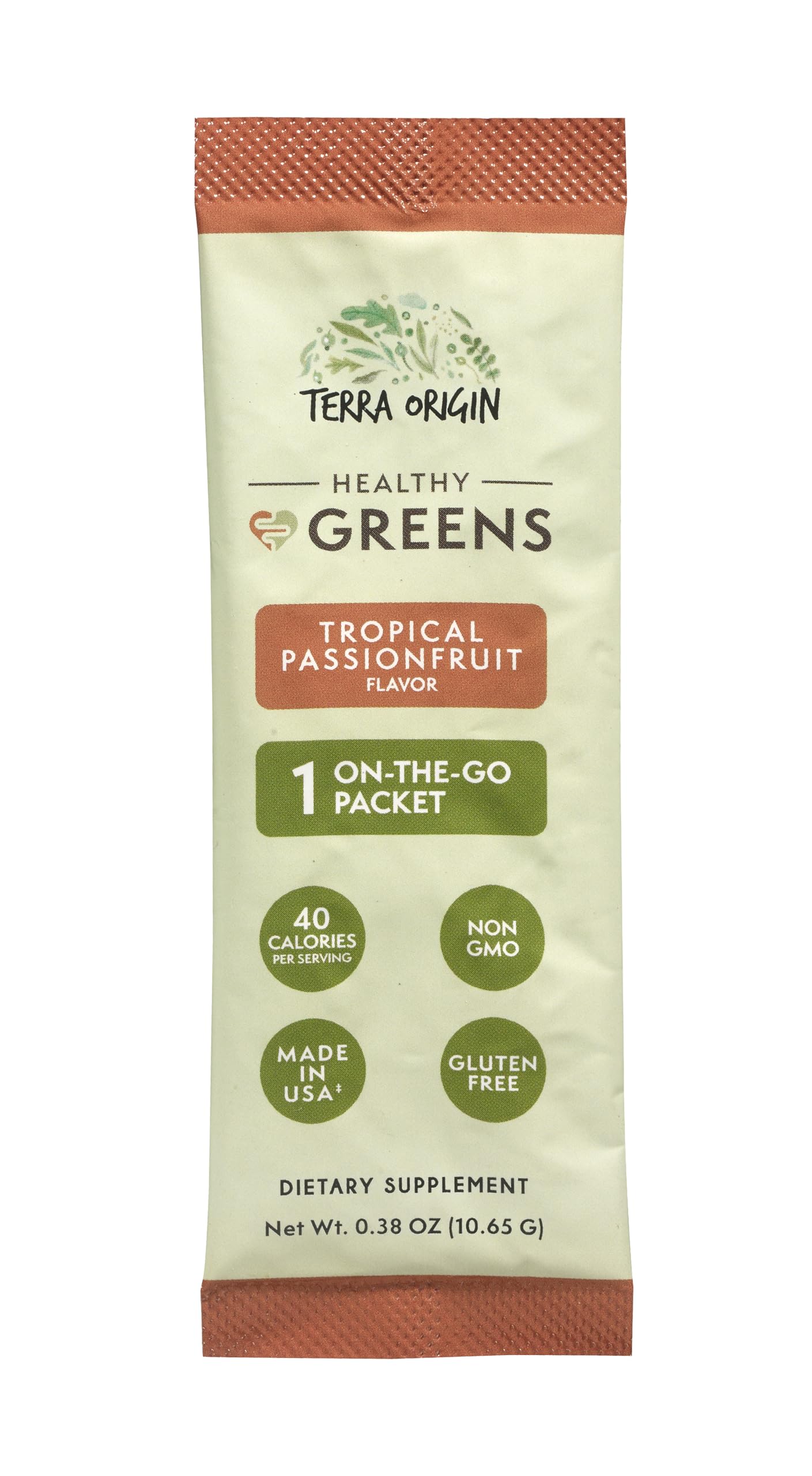 Terra Origin Greens Powder green-vegetable-fruit blend supports daily antioxidant intake.