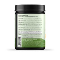 Terra Origin Healthy Greens powder being poured into a glass, showcasing a tropical shade