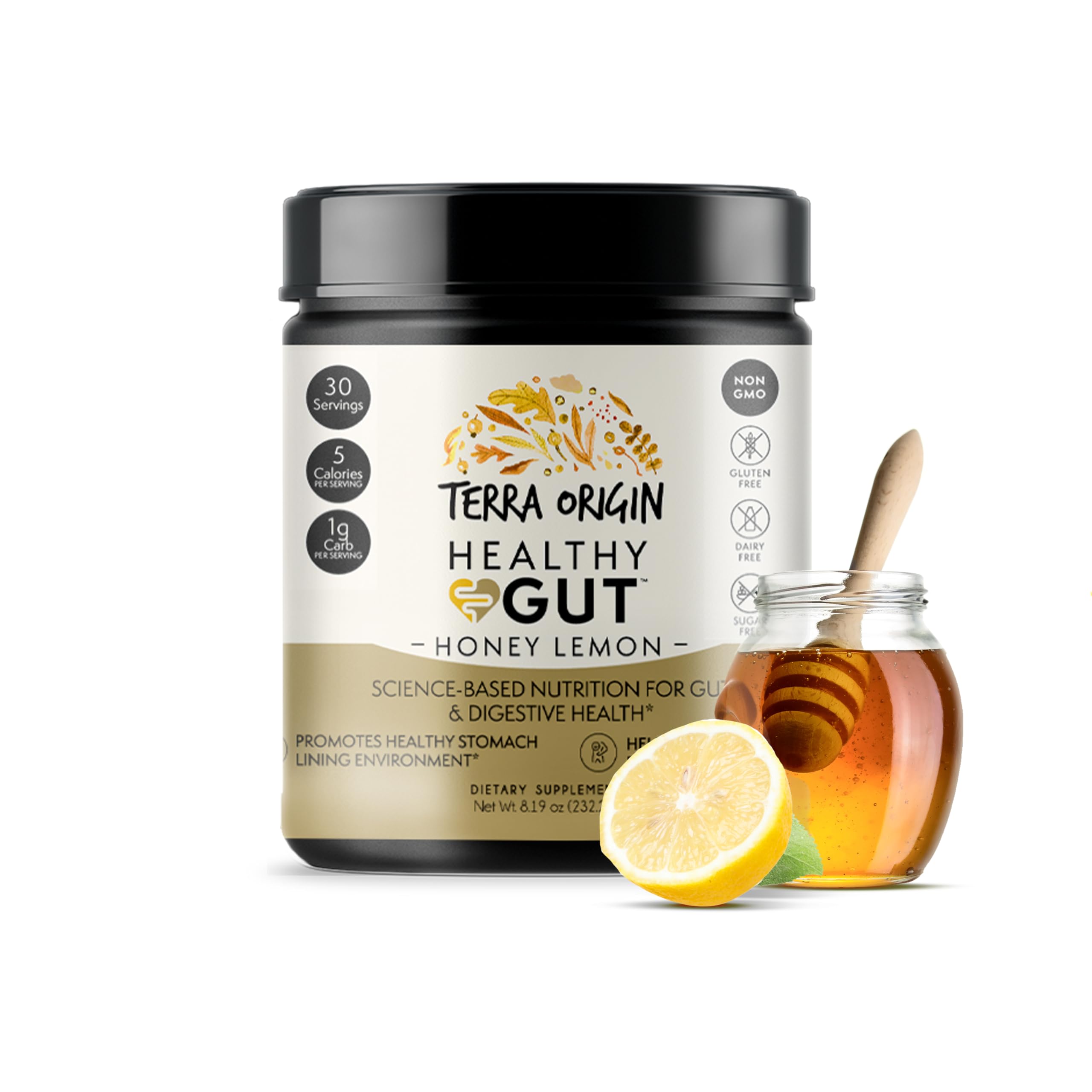 Morning routine with Terra Origin powder in a glass.