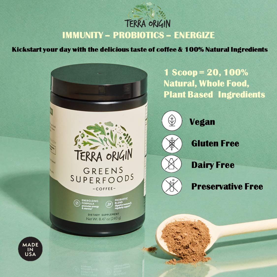 Terra Origin Greens Blend daily-use setup for busy lifestyles.