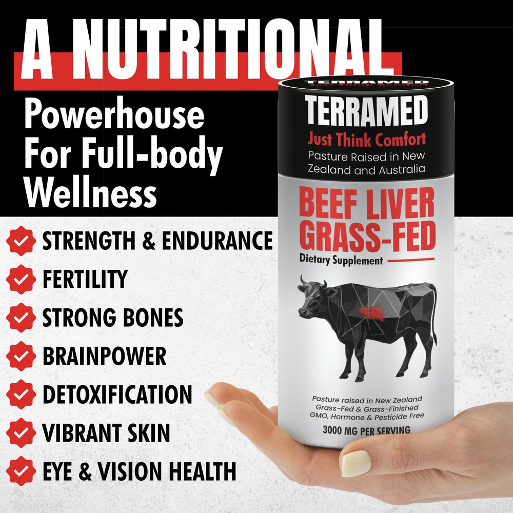 Terramed Just Think Comfort label close-up highlights non-GMO, hormone-free ingredients