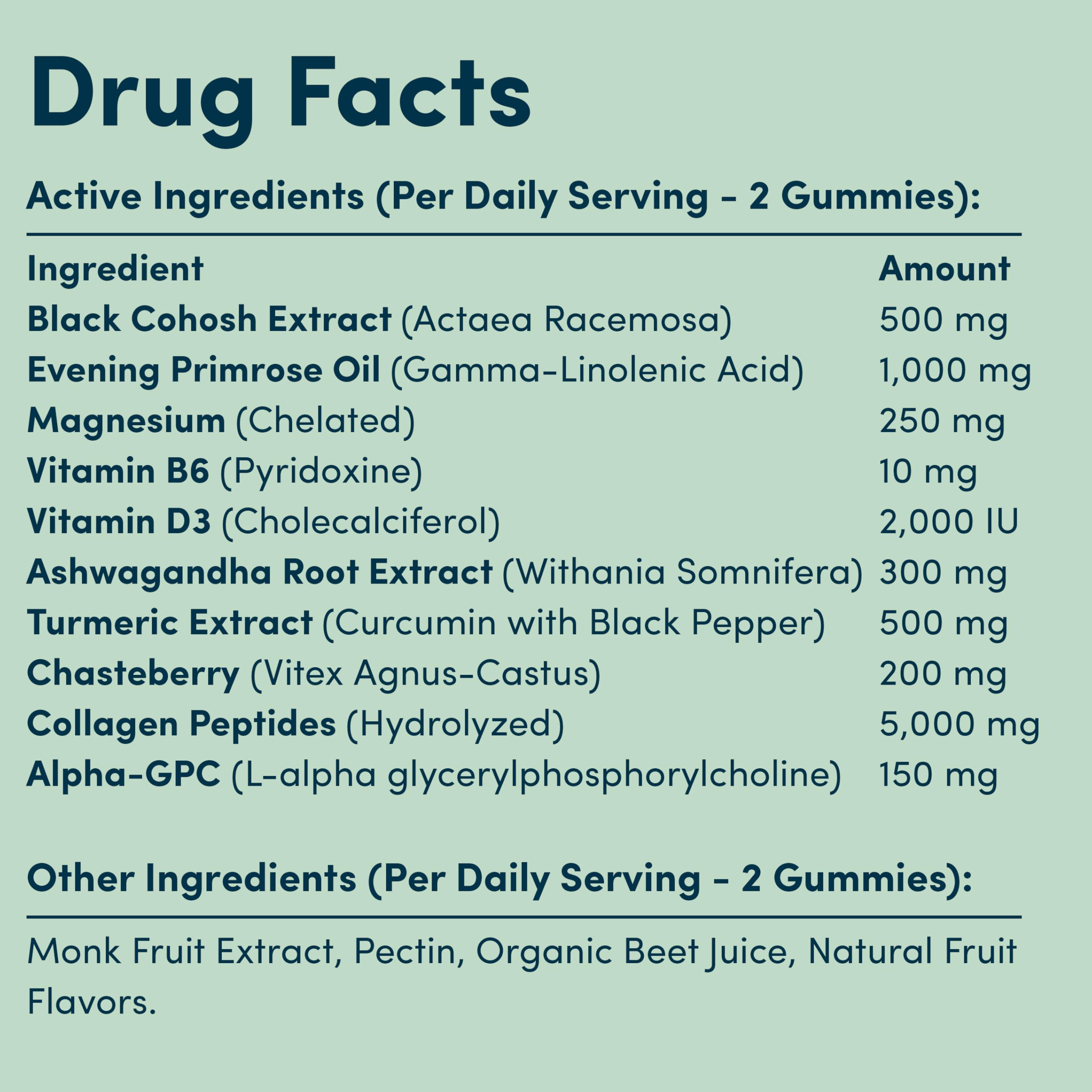 Terramed Just Think Comfort perimenopause gummies label close-up highlighting vegan formula.