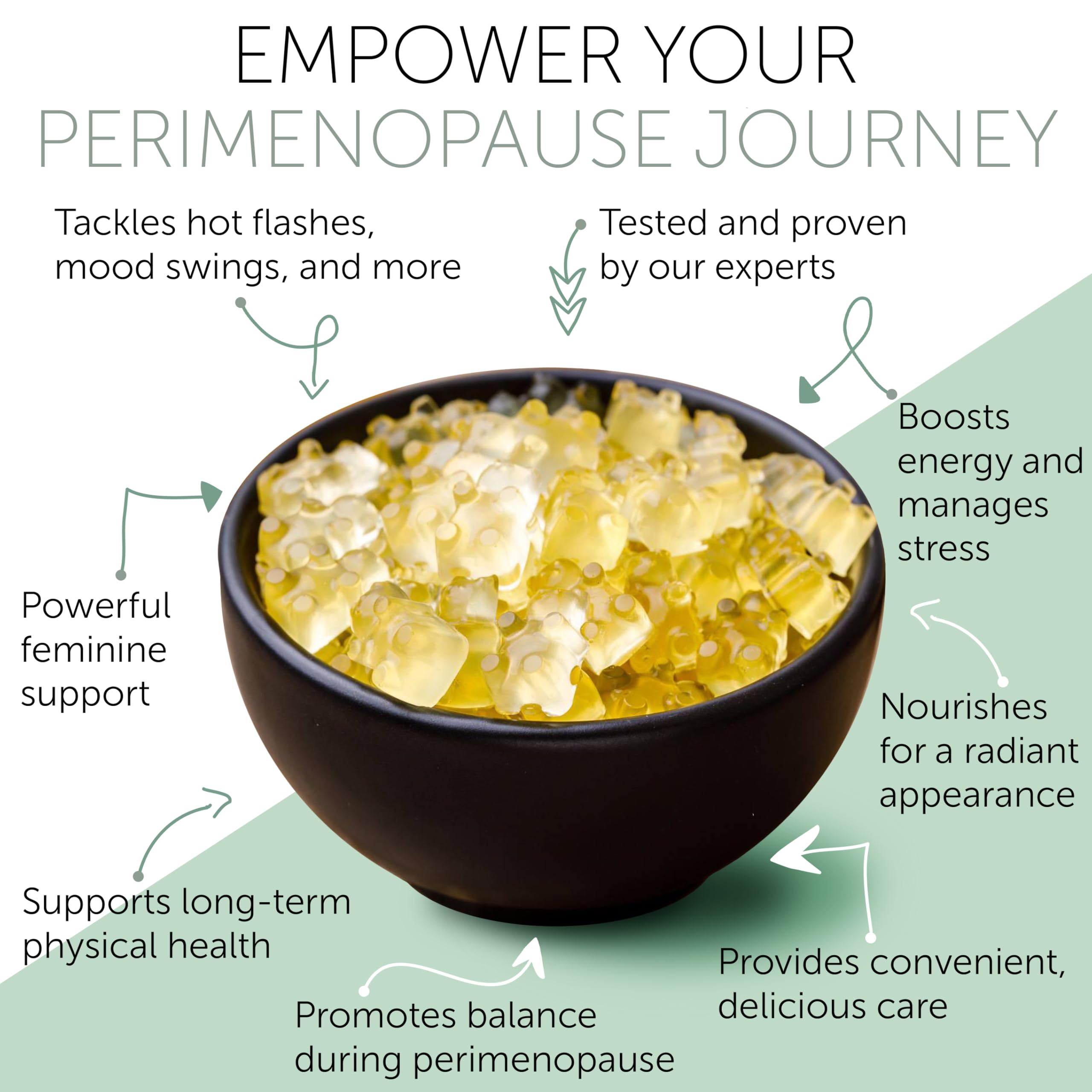 Terramed Just Think Comfort perimenopause gummy pack on table for easy viewing.
