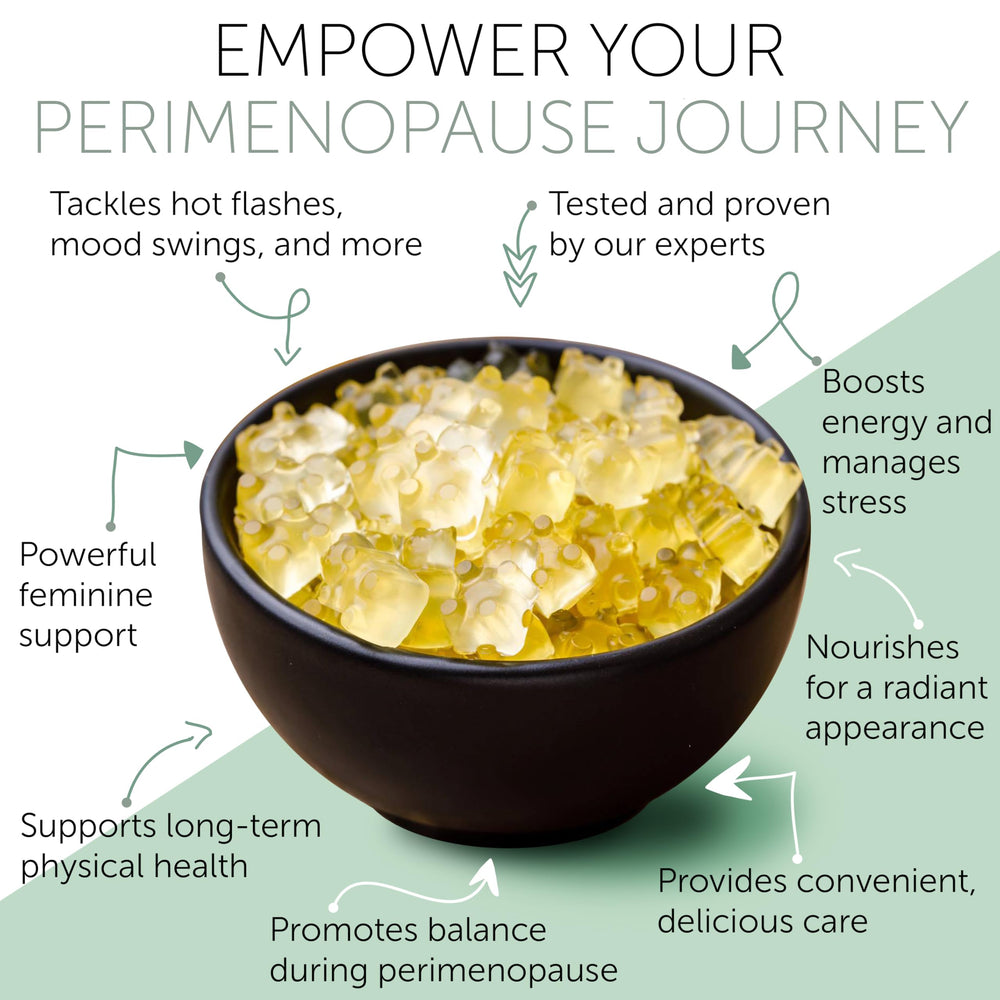 Terramed Just Think Comfort perimenopause gummy pack on table for easy viewing.