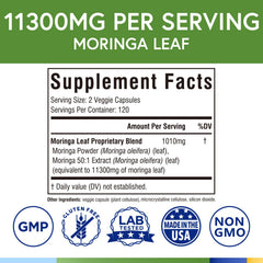 Terranics Moringa Capsules 11300mg serving supports daily energy