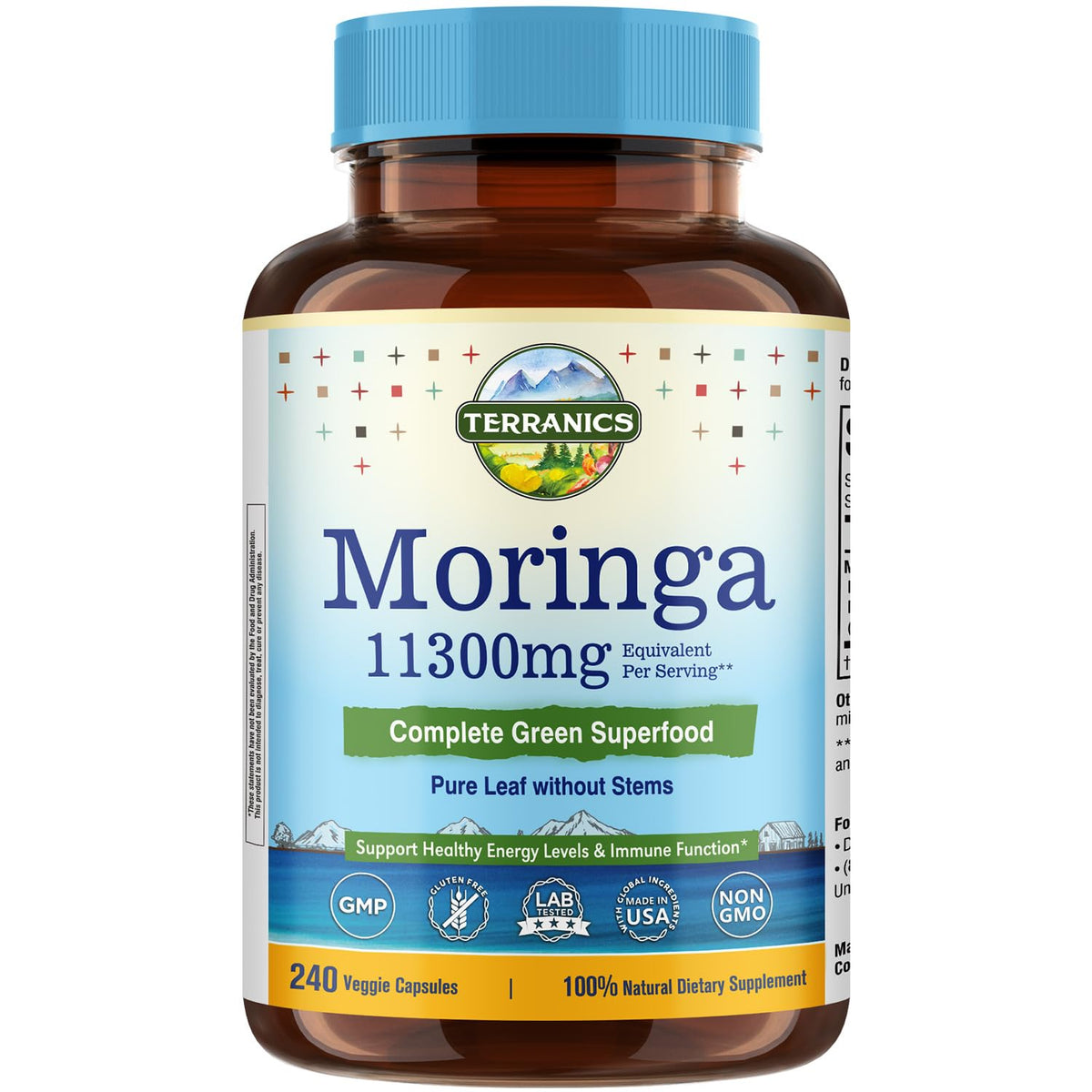 Terranics Moringa Capsules leaf selection highlights potent moringa leaves for nutrition