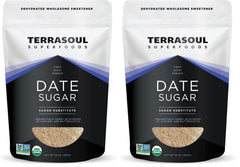 Terrasoul Organic Date Sugar packaging in a two-pack for easy pantry storage.