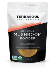 Terrasoul Superfoods Lion's Mane powder bottle for daily use