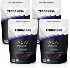 Terrasoul Organic Acai Powder front pouch for easy antioxidant-rich smoothie prep.
