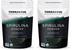 Terrasoul Organic Spirulina powder packaging close-up highlighting freshness and reseal