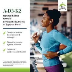 Terry Naturally A•D3•K2 bottle pour reveals softgels ready to take.