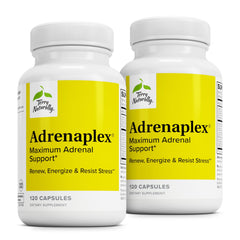 Terry Naturally Adrenaplex bottle close-up highlighting adrenal support for daily energy balance.