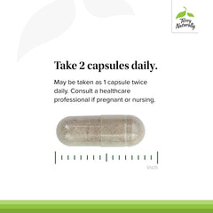 Terry Naturally Adrenaplex bottle with water demonstrates easy-to-swallow capsules.