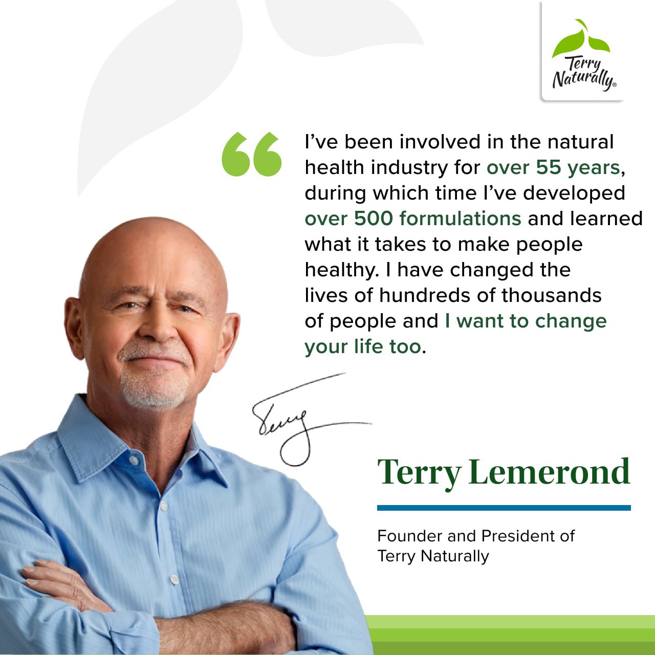 Terry Naturally allergen-free badge emphasizes clean label.