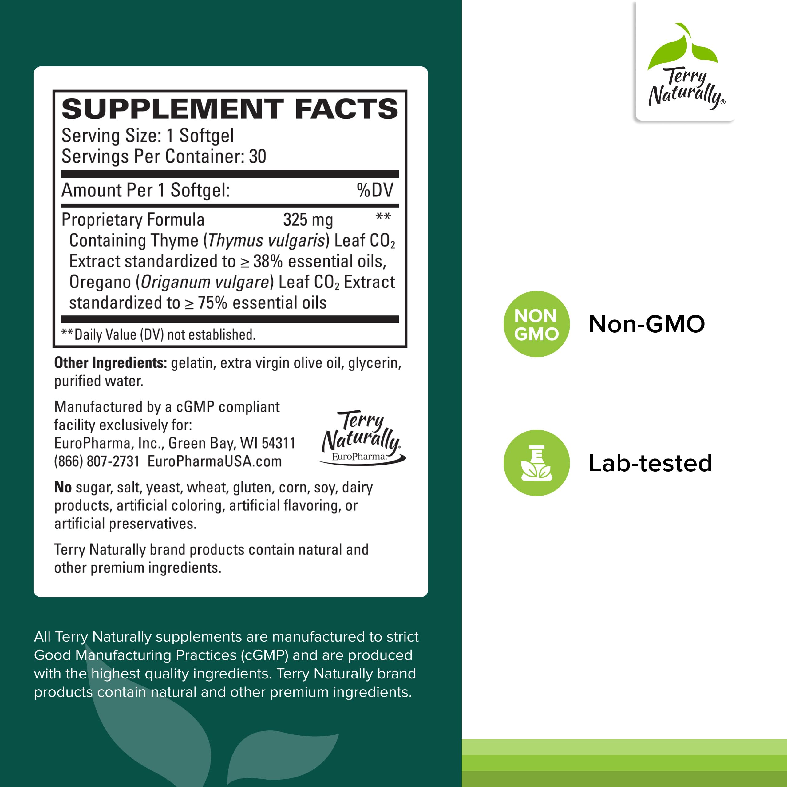 Close-up of Terry Naturally Bacteril softgels for daily immune and digestive use