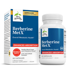 Terry Naturally Berberine MetX bottle shows 60 vegan capsules for daily metabolic support
