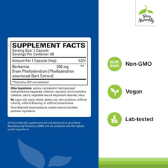Terry Naturally Berberine MetX label highlights brain and liver wellness focus