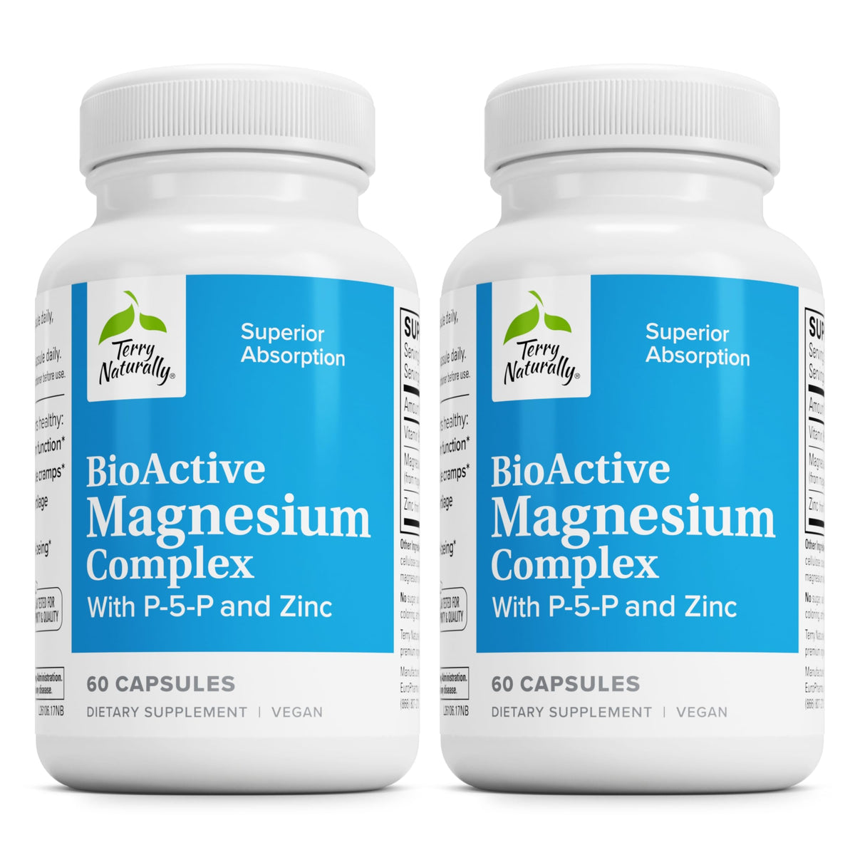 Terry Naturally BioActive Magnesium Complex bottle front for vegan bone support and heart health