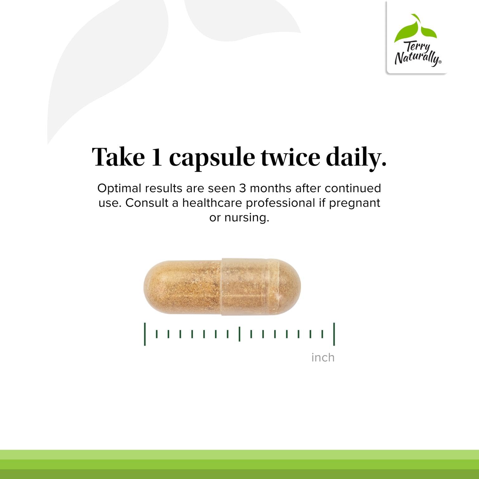 Terry Naturally Blood Pressure Health taking a capsule for daily wellness routine.