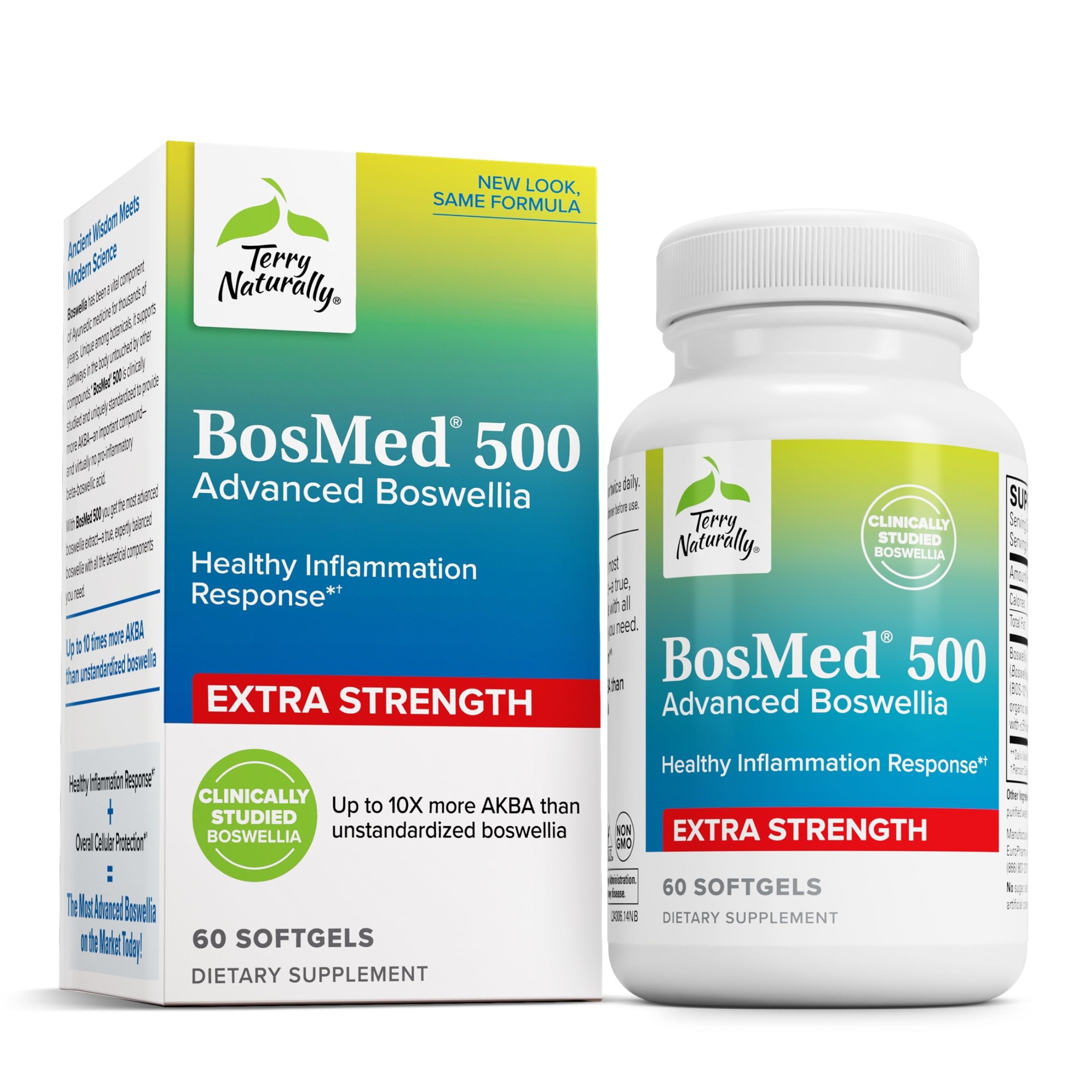 Terry Naturally BosMed 500 bottle closeup highlighting the lung support formula
