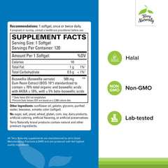 Terry Naturally BosMed 500 bottle label close-up highlighting AKBA-rich boswellia extract.