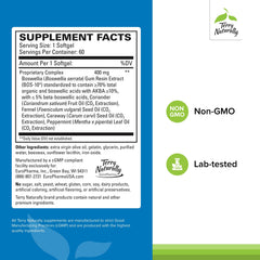 Terry Naturally BosMed bottle back detail highlighting clean label and allergen-free formula.