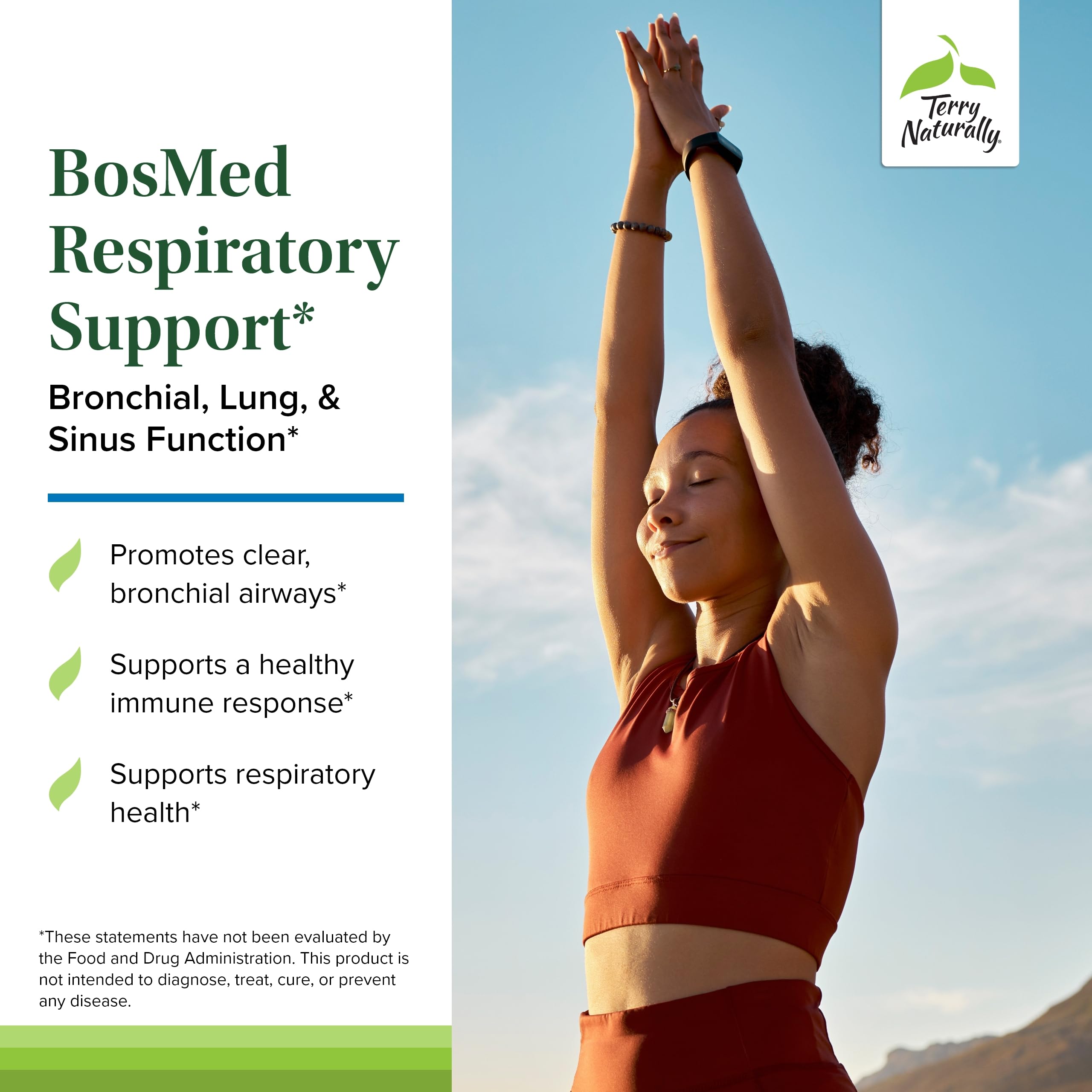BosMed product label highlighting herbal respiratory support benefits.