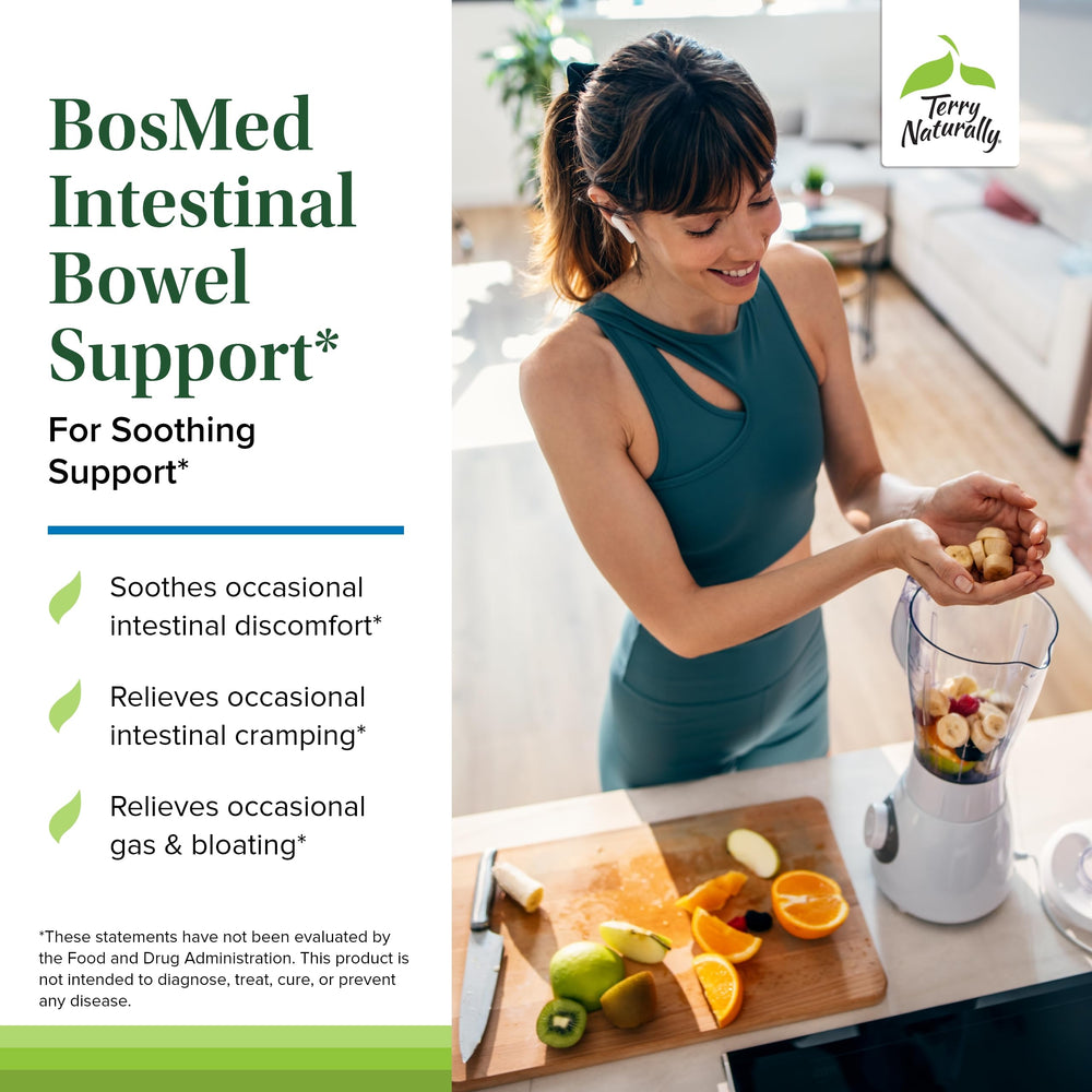 BosMed softgels close-up showing easy-to-swallow shape for gut-friendly routine.
