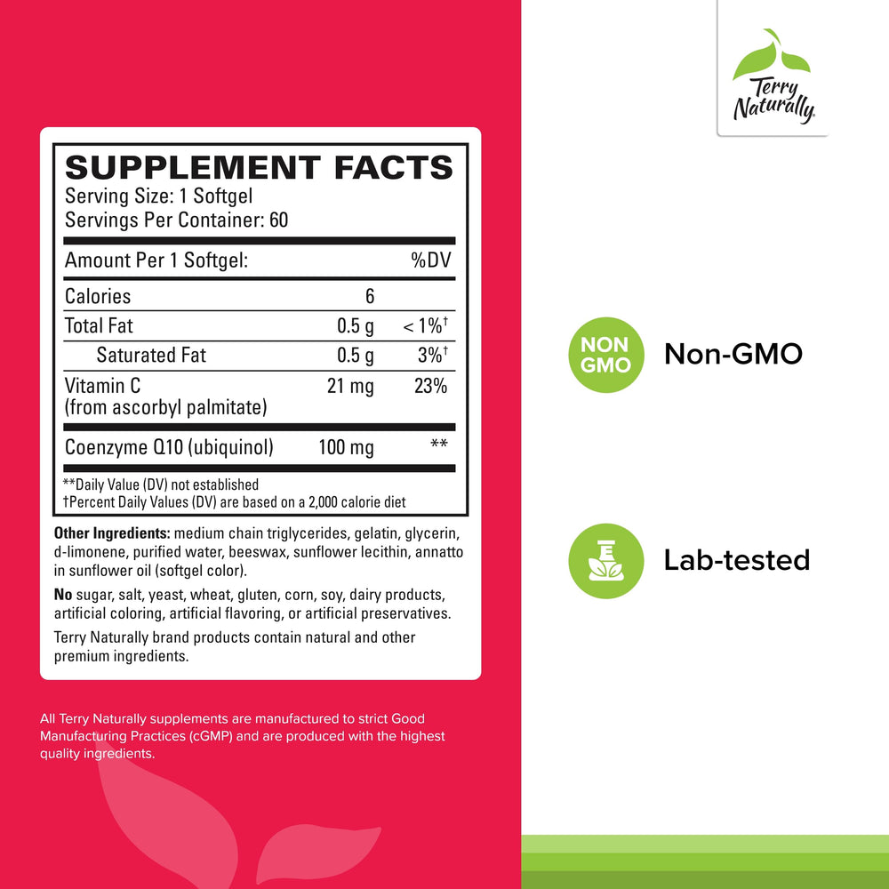 CoQ10 BioActive label highlights premium, bioavailable formulation for aging vitality.