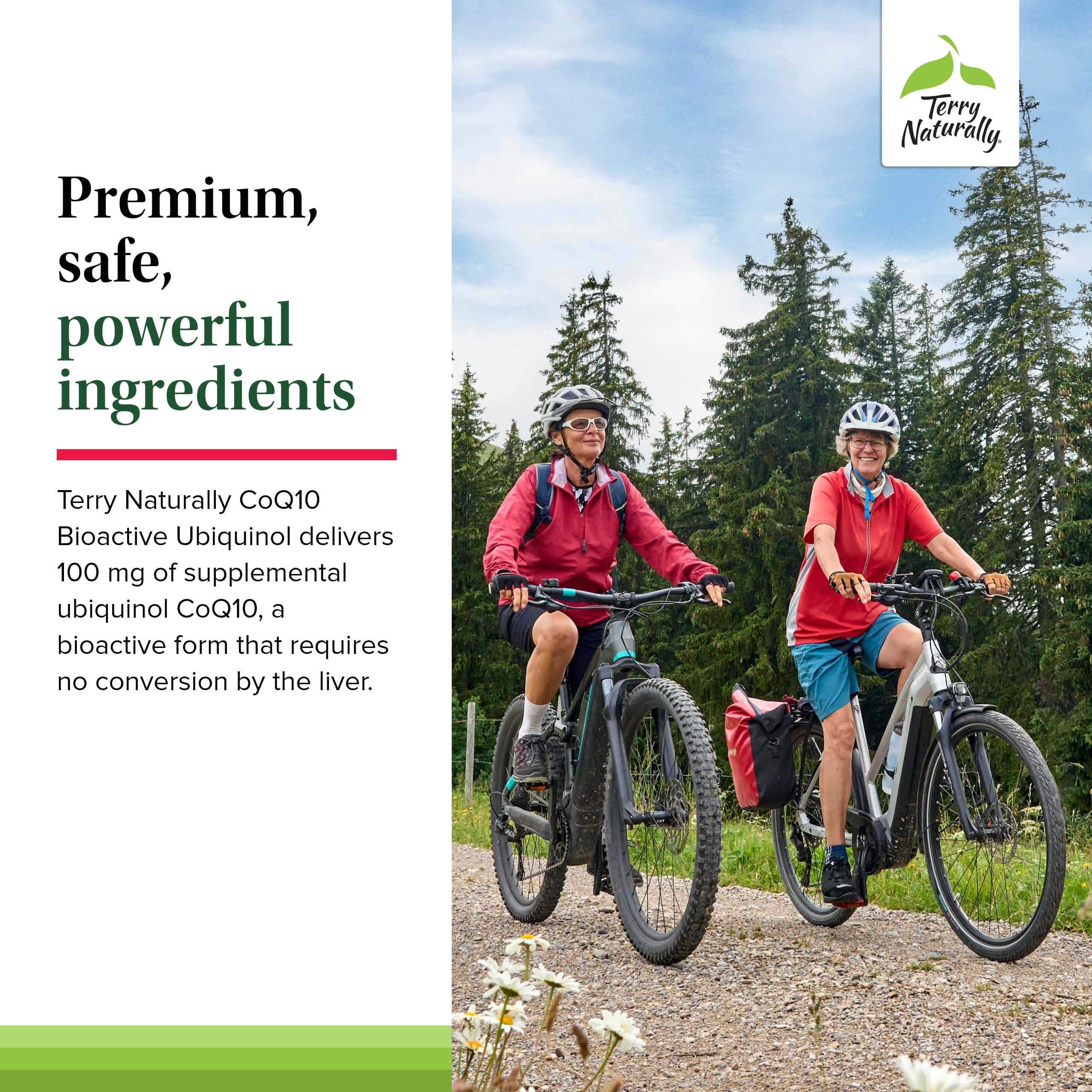 Terry Naturally CoQ10 BioActive packaging emphasizes allergen-friendly formula.