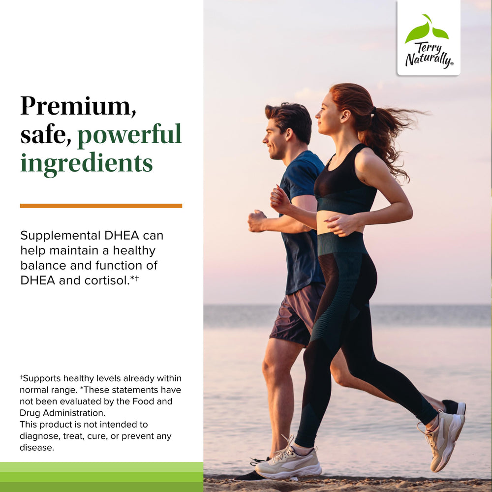 Terry Naturally Cortisol Rescue adrenal health-focused label and vitamins.