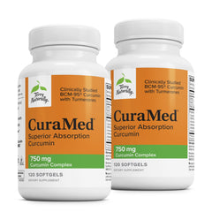 Terry Naturally CuraMed 750mg bottle with high-potency curcumin for daily antioxidant support.