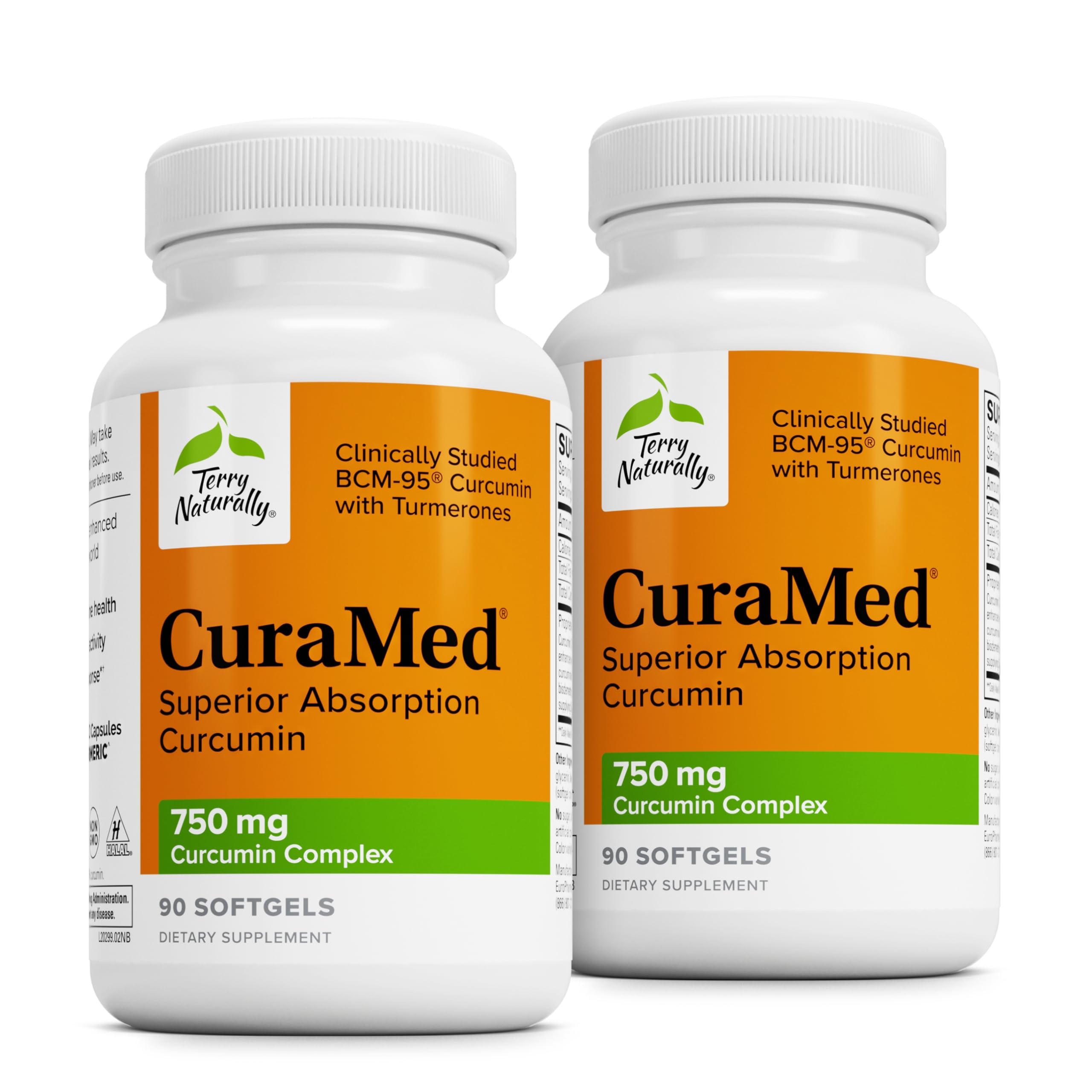 Terry Naturally CuraMed 750mg brain-health bottle highlighting potent curcuminoids.