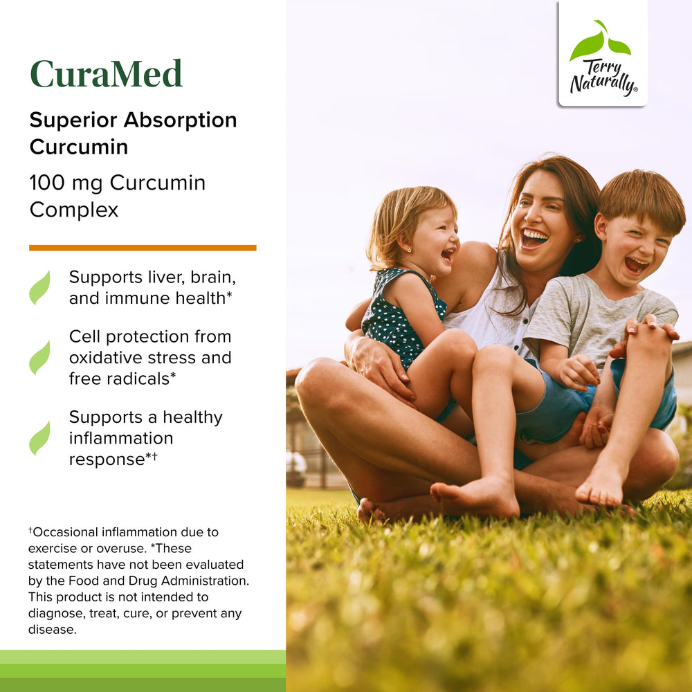 Graphic of CuraMed absorption technology highlighting improved curcumin uptake.