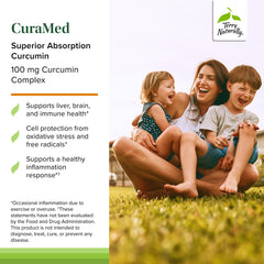 Graphic of CuraMed absorption technology highlighting improved curcumin uptake.