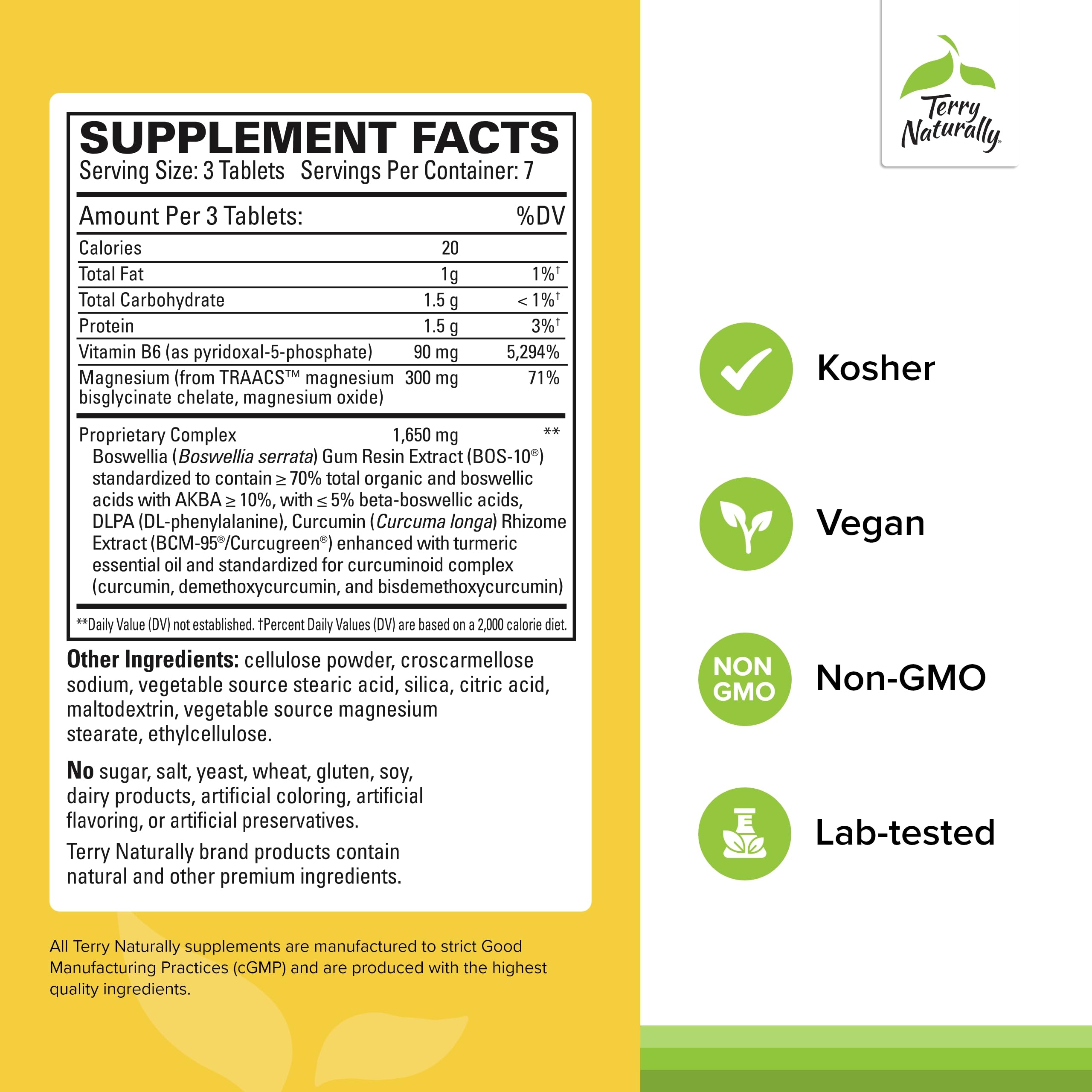 Terry Naturally Curamin Headache bottle label highlights BCM-95 curcumin for enhanced absorption.