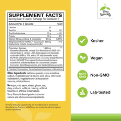 Terry Naturally Curamin Headache bottle label highlights BCM-95 curcumin for enhanced absorption.