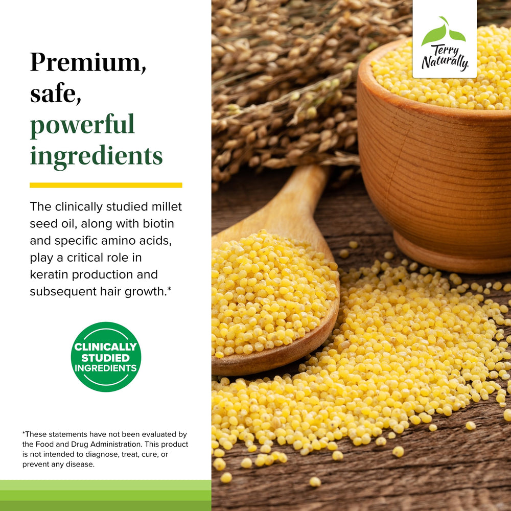 Millet seed oil and zinc highlighted for keratin and hair strength