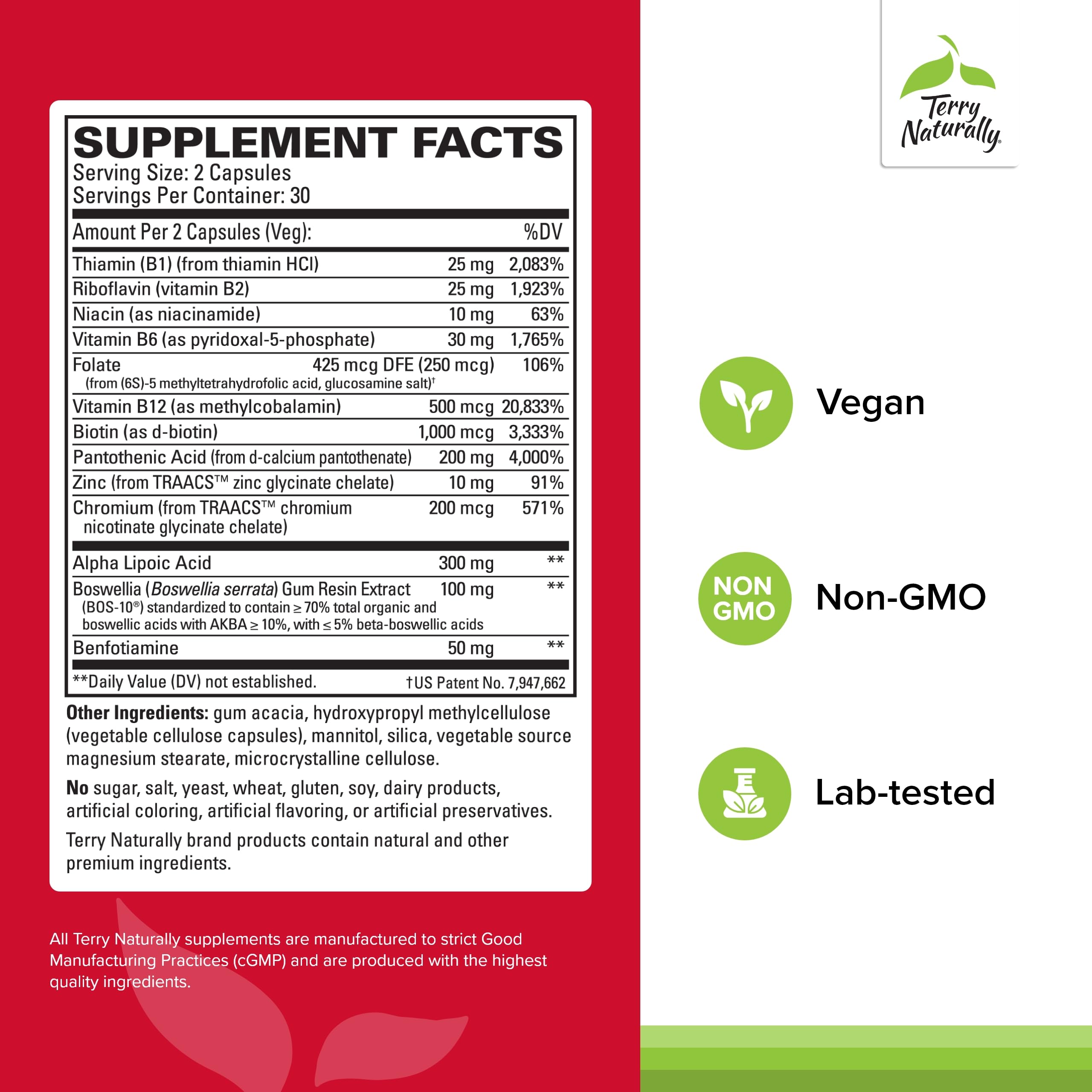 Terry Naturally Healthy Feet & Nerves capsules close-up for nerve health support.