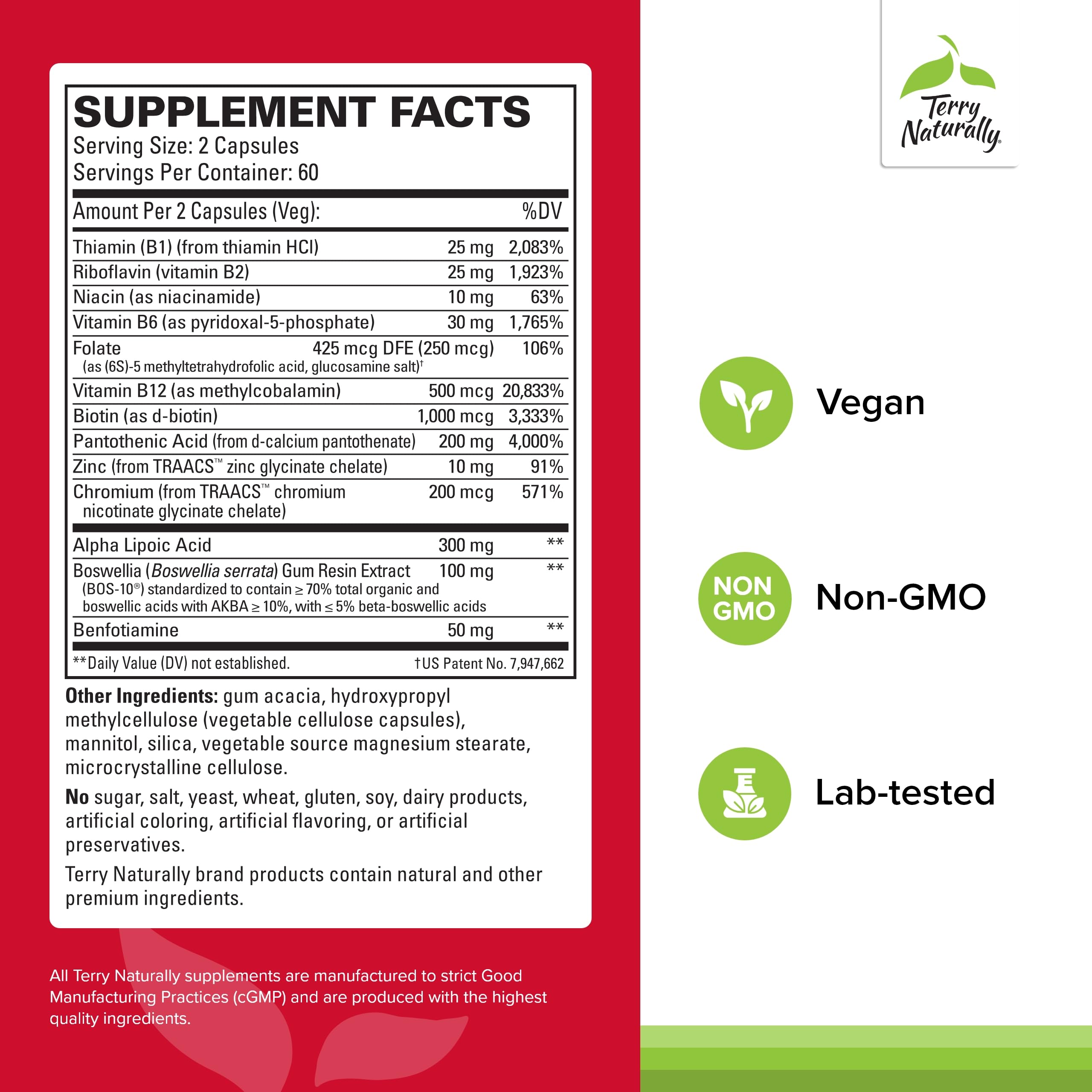 Terry Naturally Healthy Feet & Nerves capsules close-up, vegan formula for daily nerve support.