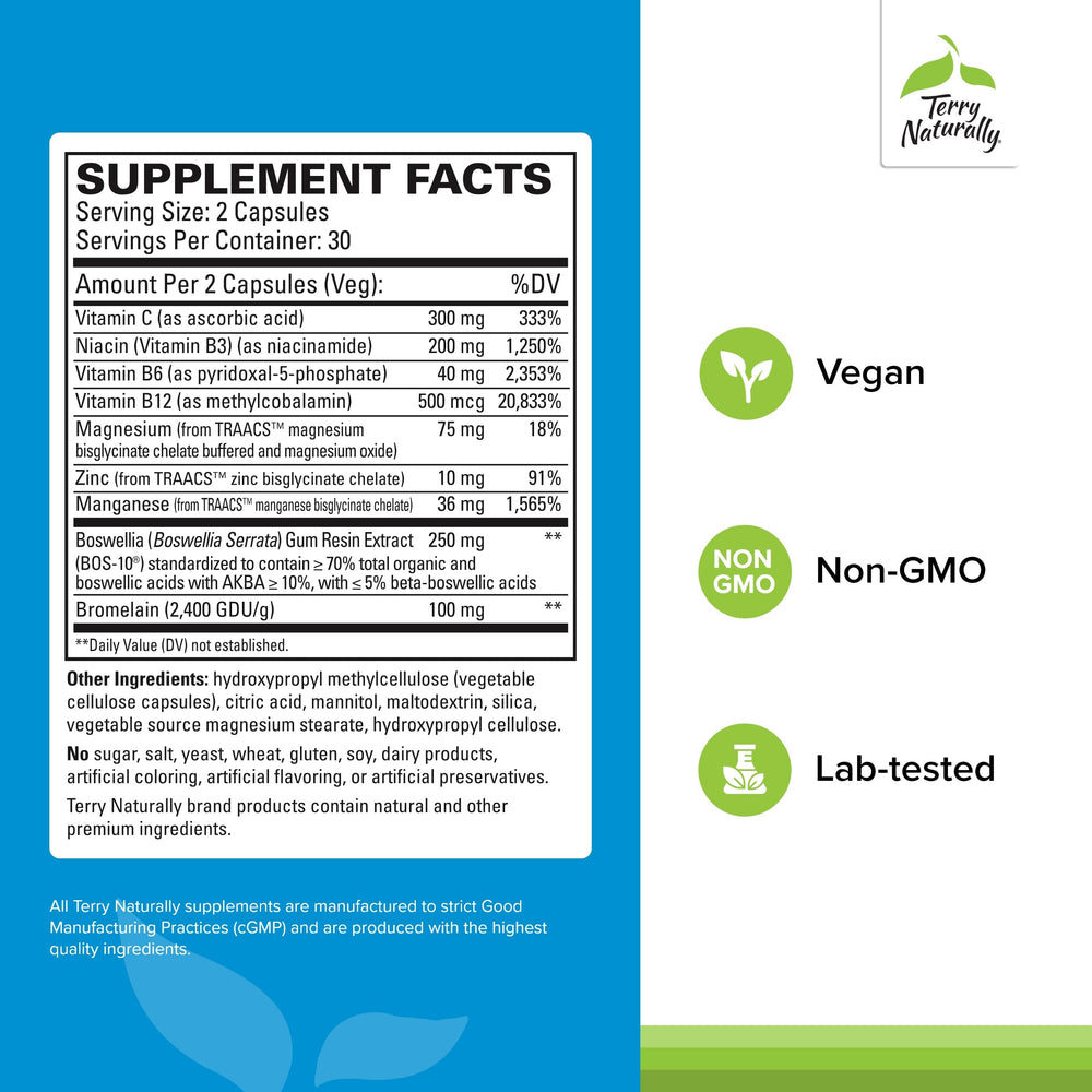 Capsules closeup showing easy daily joint support with Terry Naturally.