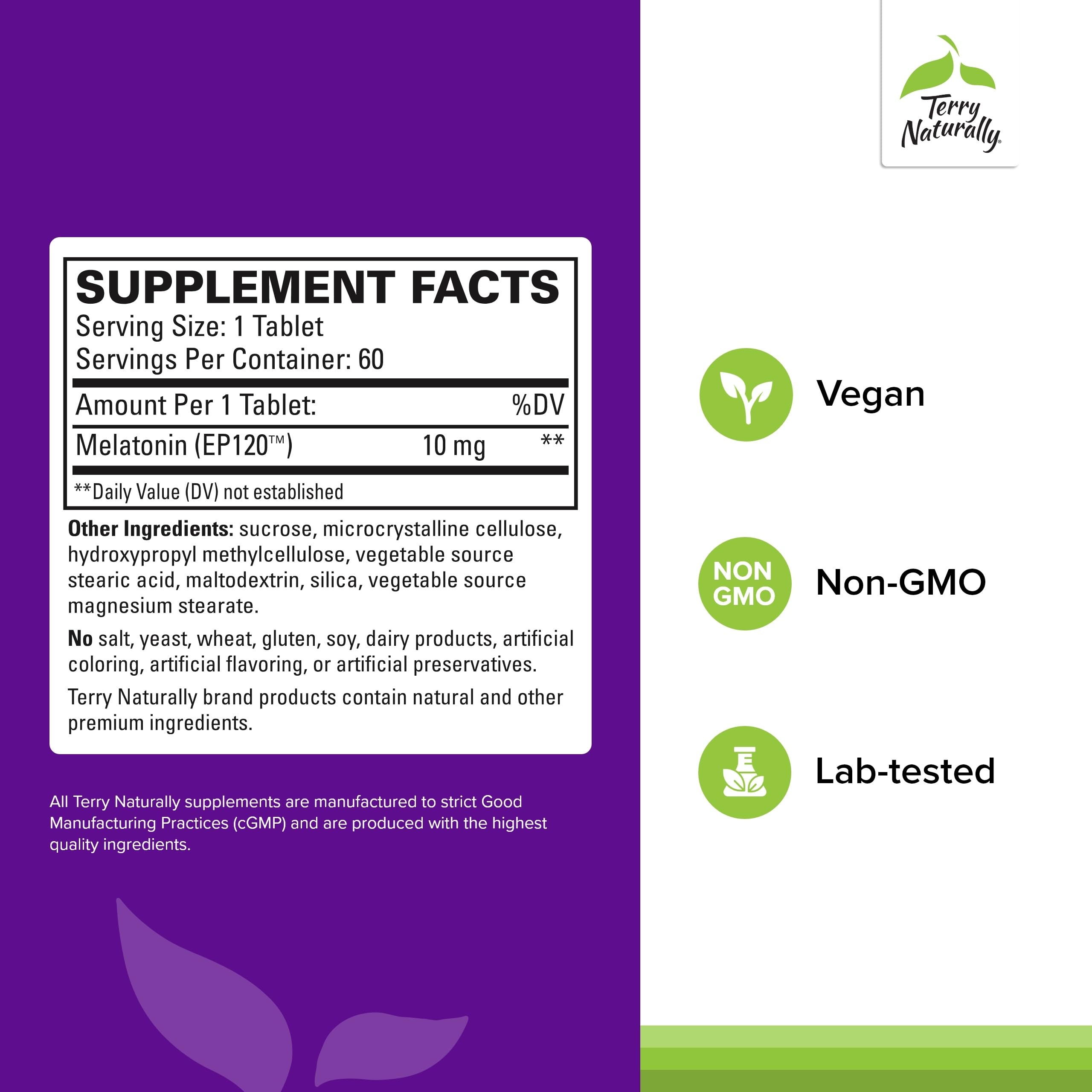 Bottle of Terry Naturally Melatonin EP 120 on nightstand for easy nightly use