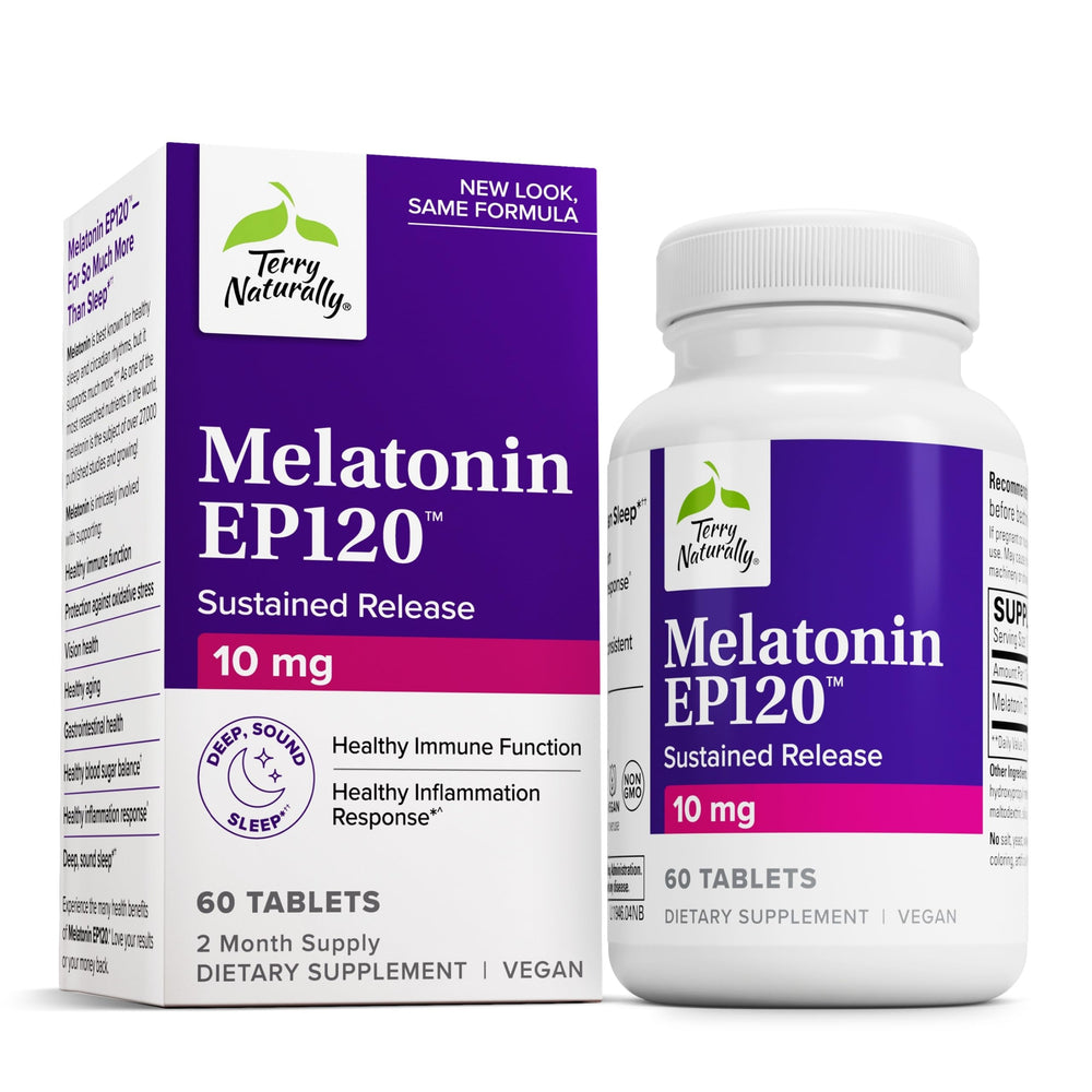 Terry Naturally Melatonin EP 120 tablets close-up for restful sleep support