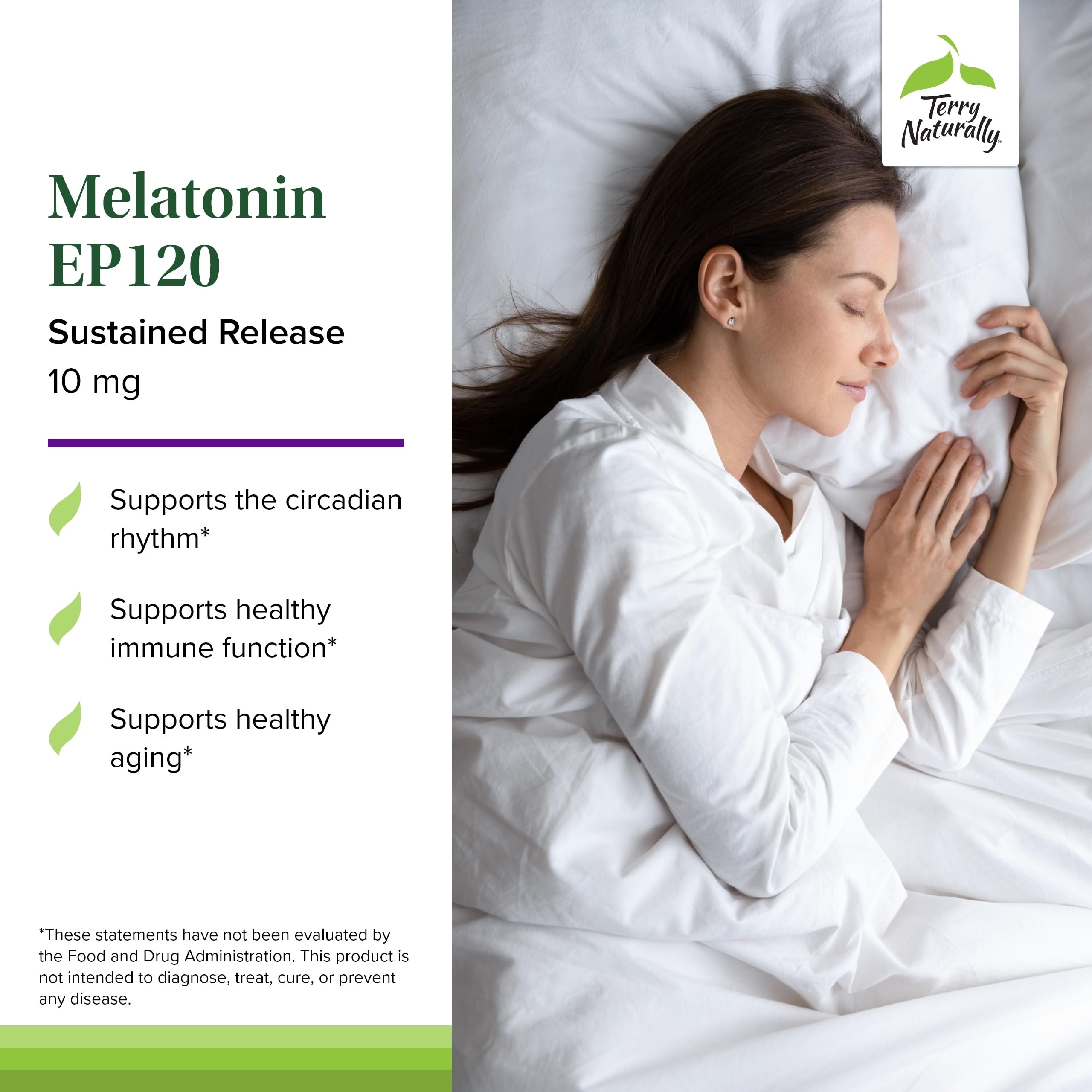 Packaging highlighting gluten-free, allergen-friendly Melatonin EP 120