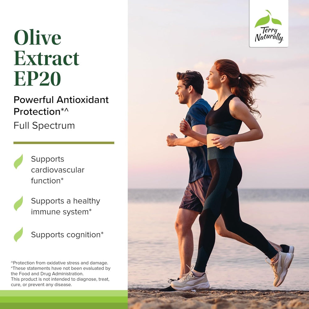 Terry Naturally olive leaf extract bottle label highlighting natural immune support