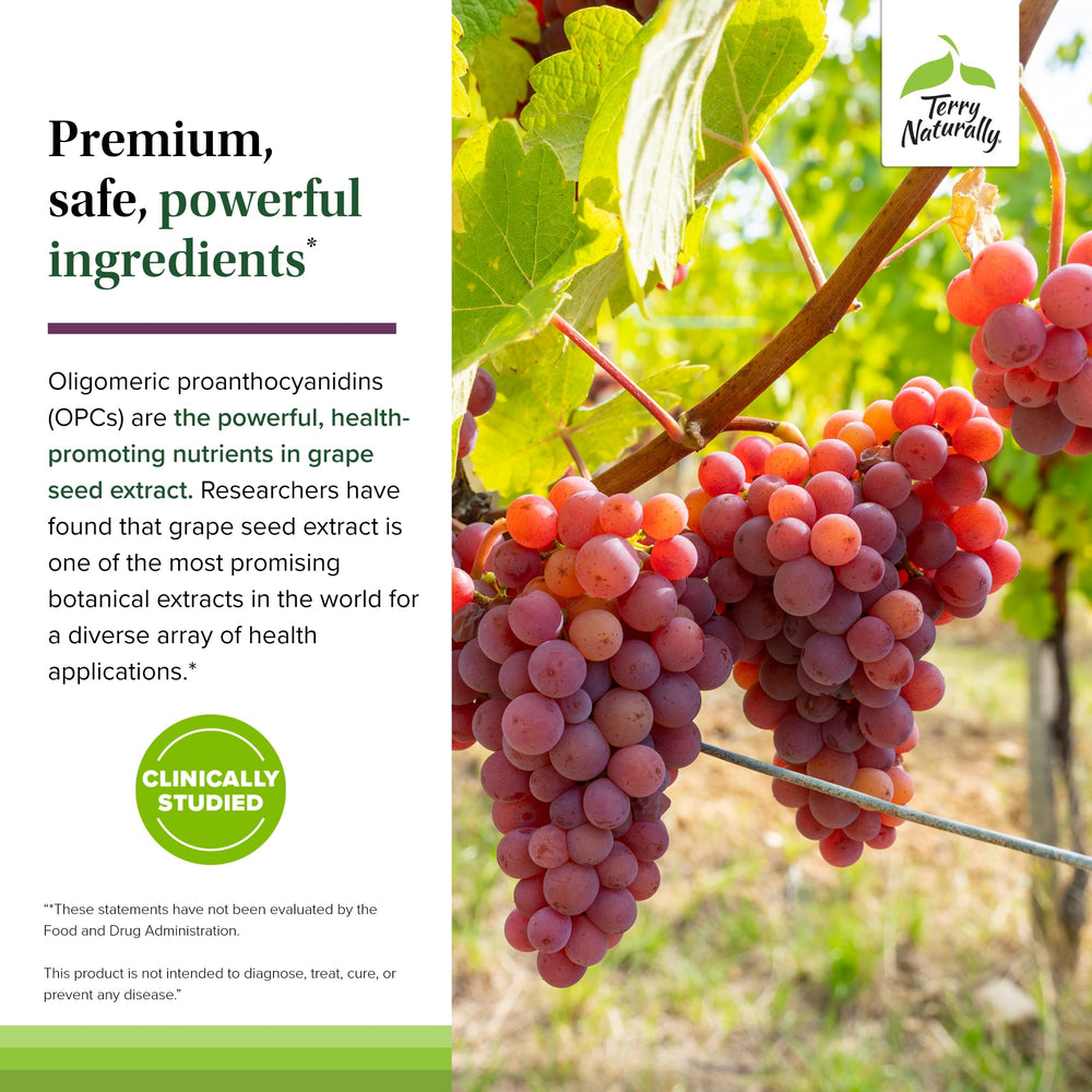 Panel of ingredients for Terry Naturally OPC Extra Strength with grape seed extract