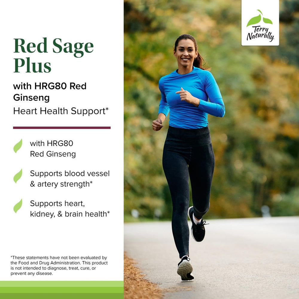 Label close-up highlighting HRG80 red ginseng ingredient in Red Sage Plus.